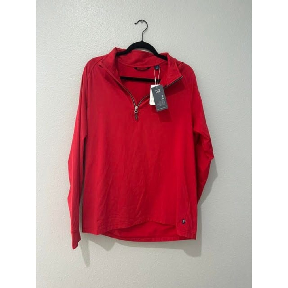 Cutter & Buck Mens Red Quarter Zip Pullover Sustainable L MCK01143RD